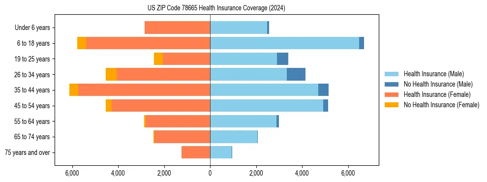 Health insurance pyramid for US ZIP Code 78665