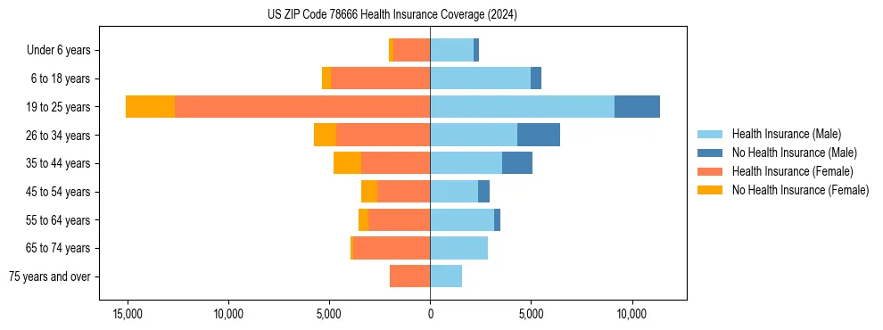 Health insurance pyramid for US ZIP Code 78666