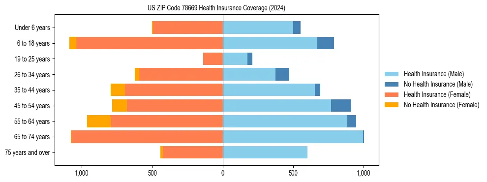 Health insurance pyramid for US ZIP Code 78669