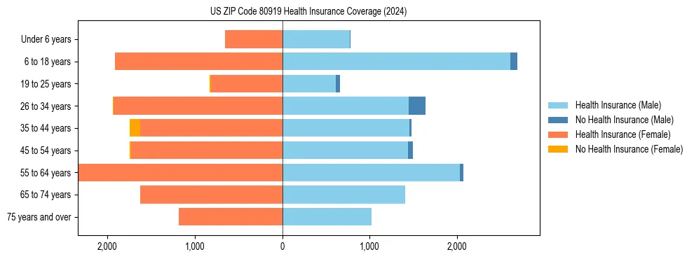 Health insurance pyramid for US ZIP Code 80919