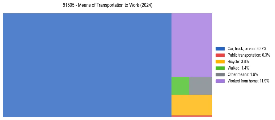 Commute modes in US ZIP Code 81505