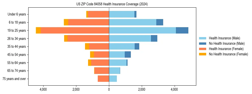 Health insurance pyramid for US ZIP Code 84058