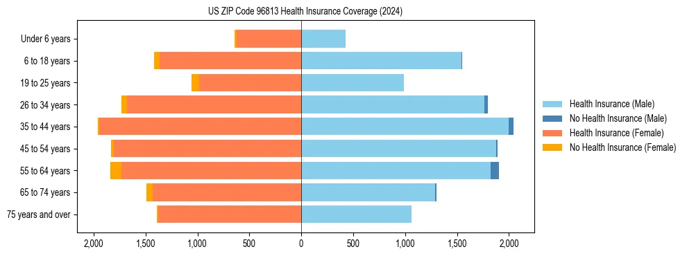 Health insurance pyramid for US ZIP Code 96813