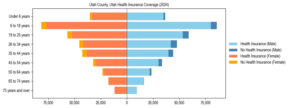 Health insurance pyramid for Utah County, Utah