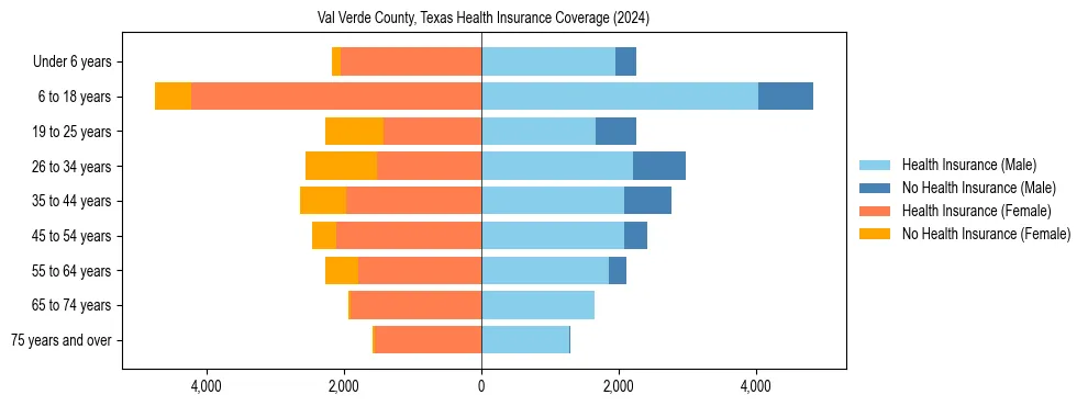 Health insurance pyramid for Val Verde County, Texas