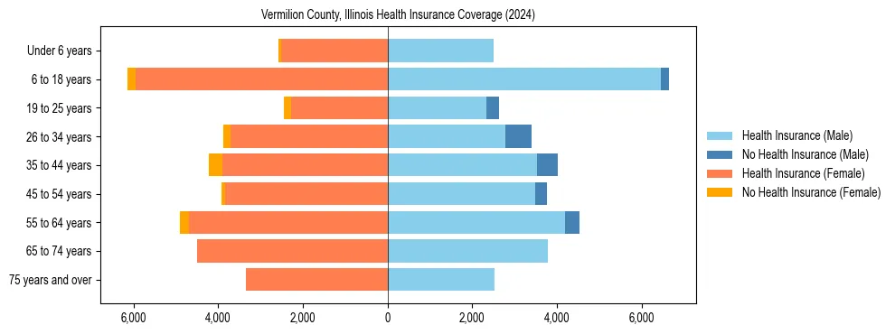 Health insurance pyramid for Vermilion County, Illinois