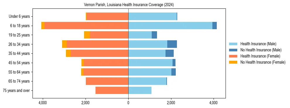 Health insurance pyramid for Vernon Parish, Louisiana