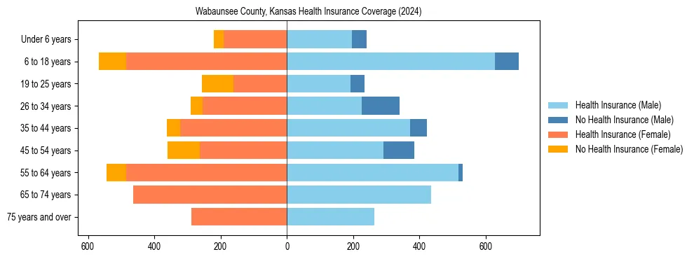 Health insurance pyramid for Wabaunsee County, Kansas