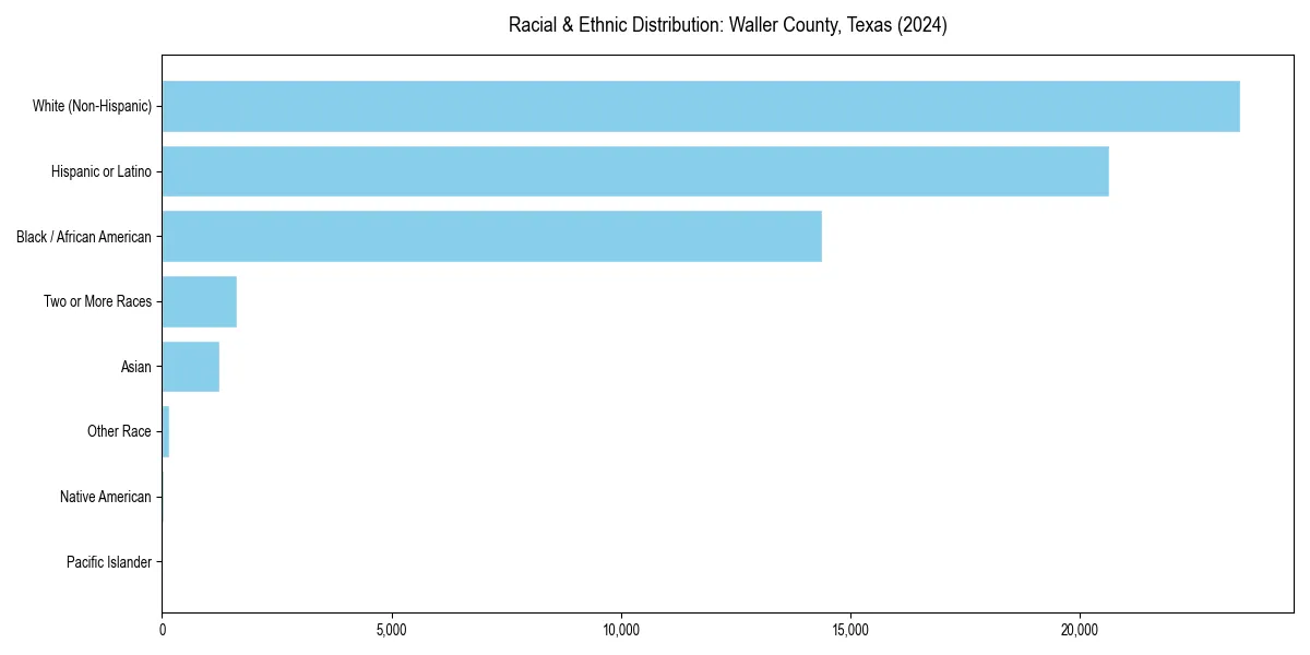 Bar chart showing racial distribution in  for 2024