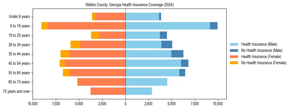 Health insurance pyramid for Walton County, Georgia