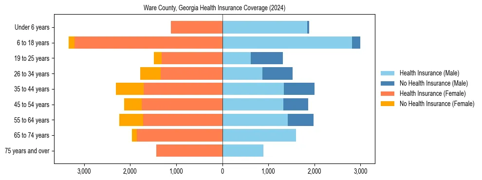 Health insurance pyramid for Ware County, Georgia