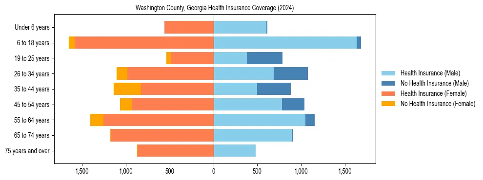 Health insurance pyramid for Washington County, Georgia