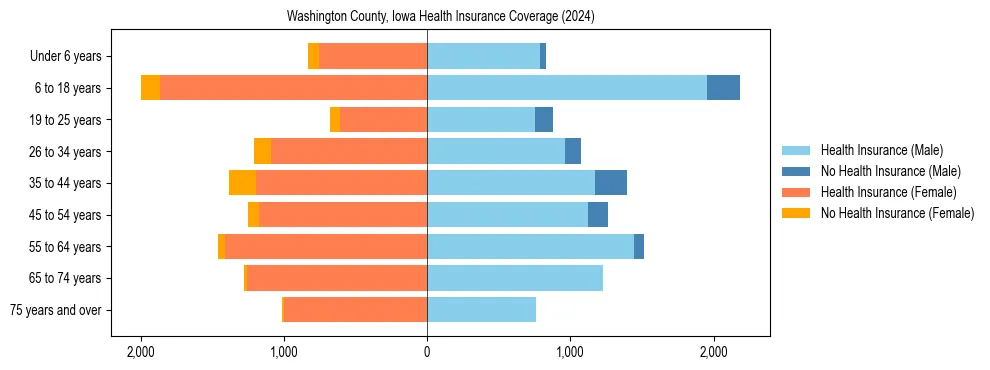 Health insurance pyramid for Washington County, Iowa
