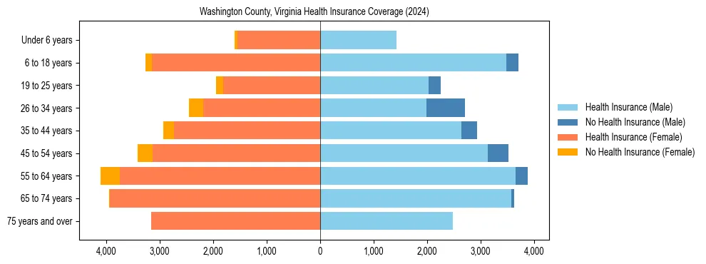 Health insurance pyramid for Washington County, Virginia