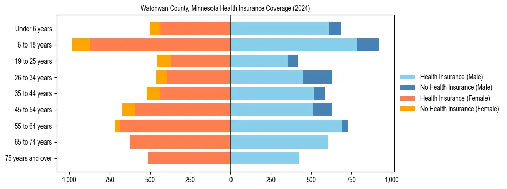 Health insurance pyramid for Watonwan County, Minnesota