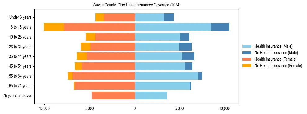 Health insurance pyramid for Wayne County, Ohio