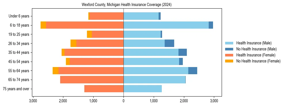 Health insurance pyramid for Wexford County, Michigan