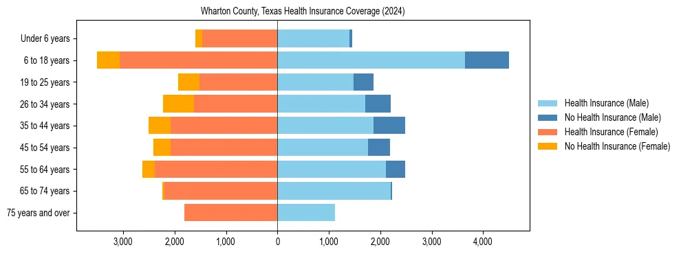 Health insurance pyramid for Wharton County, Texas