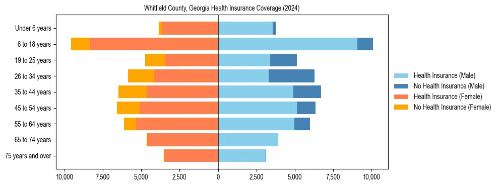 Health insurance pyramid for Whitfield County, Georgia