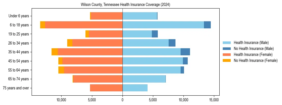 Health insurance pyramid for Wilson County, Tennessee