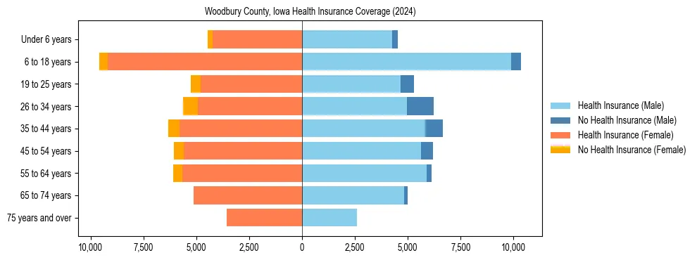 Health insurance pyramid for Woodbury County, Iowa