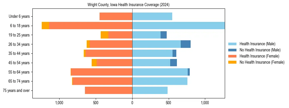 Health insurance pyramid for Wright County, Iowa