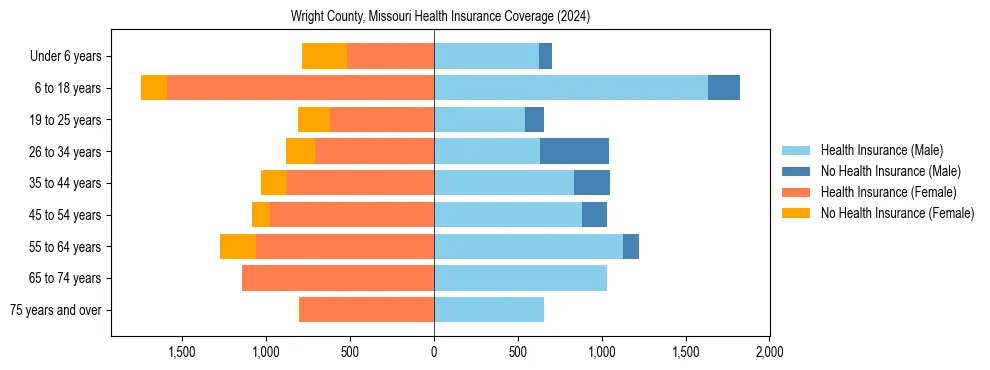 Health insurance pyramid for Wright County, Missouri