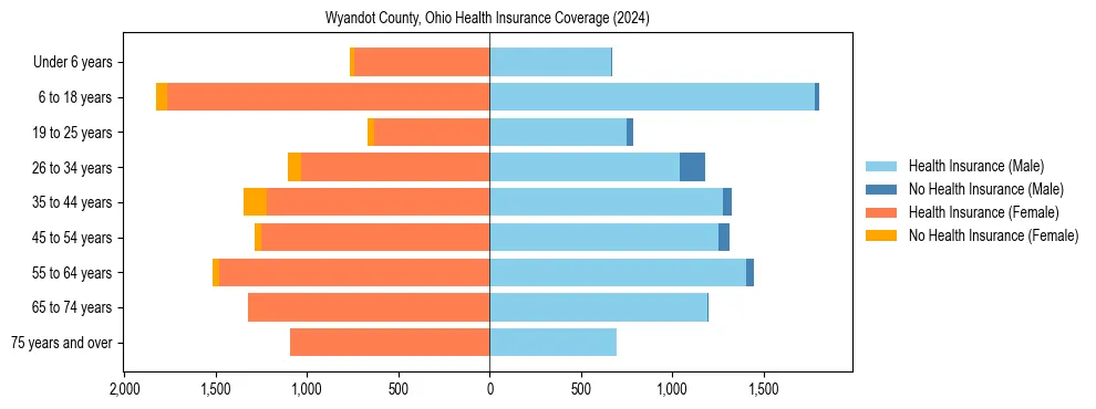 Health insurance pyramid for Wyandot County, Ohio