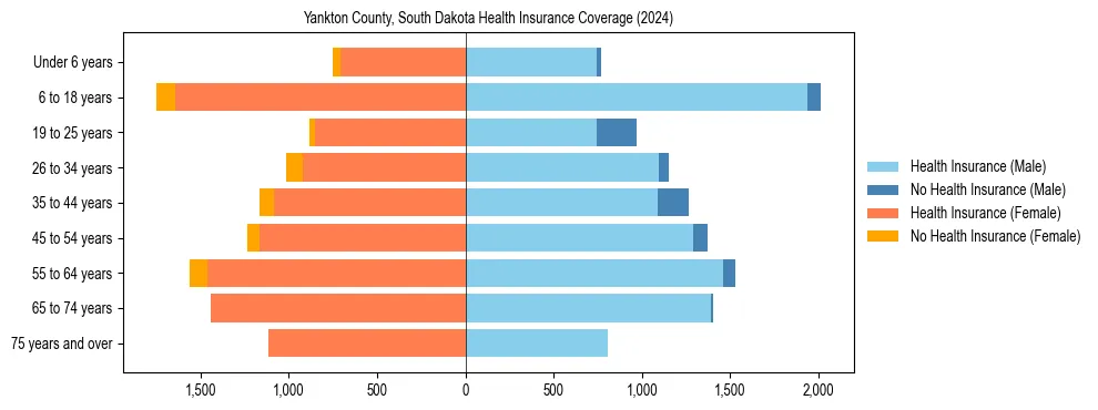 Health insurance pyramid for Yankton County, South Dakota